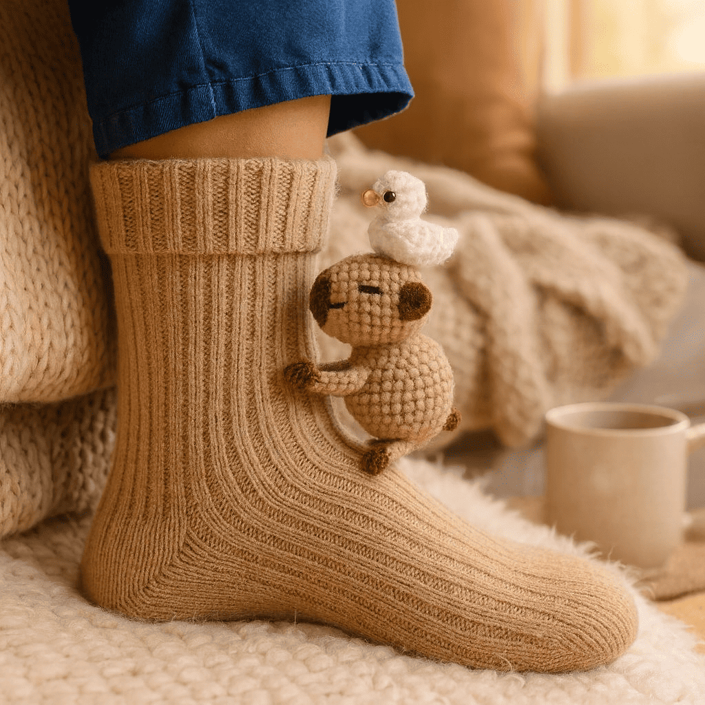 Plush Crochet Animal Socks