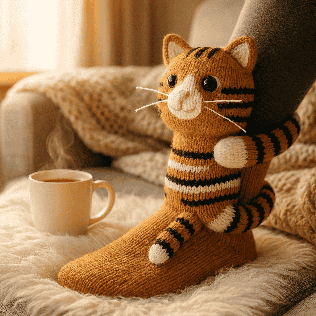 Plush Crochet Animal Socks