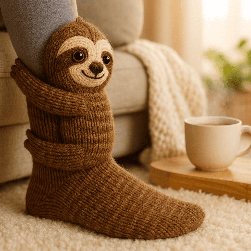 Plush Crochet Animal Socks