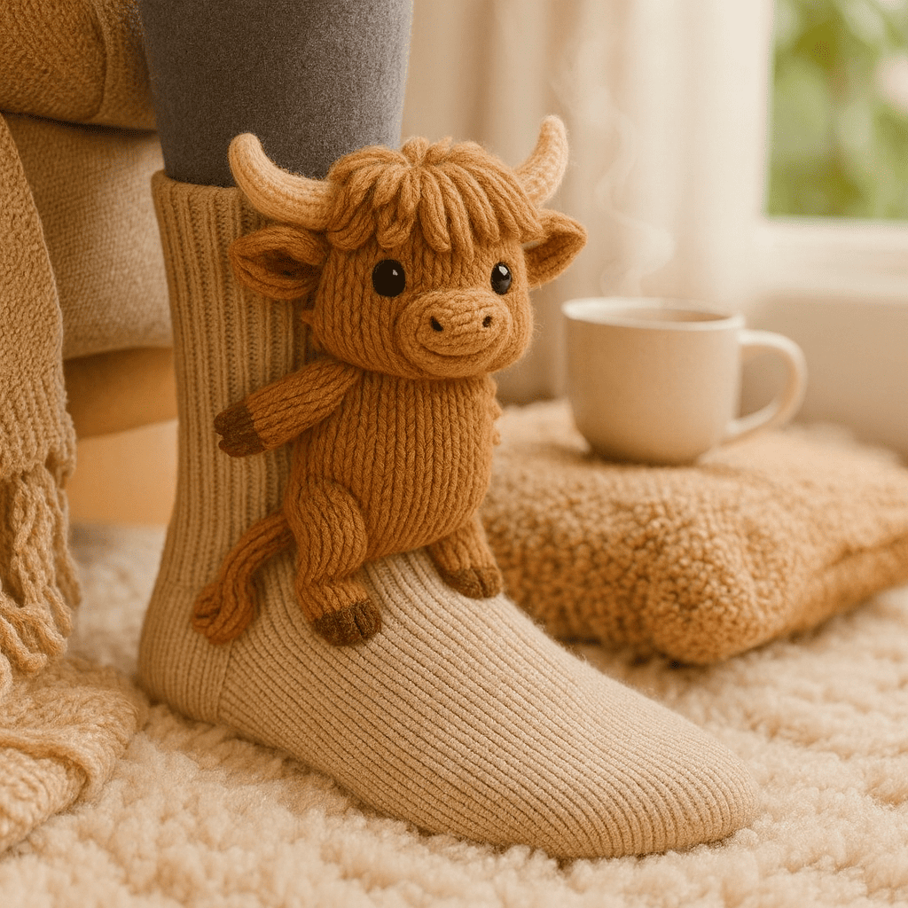 Plush Crochet Animal Socks