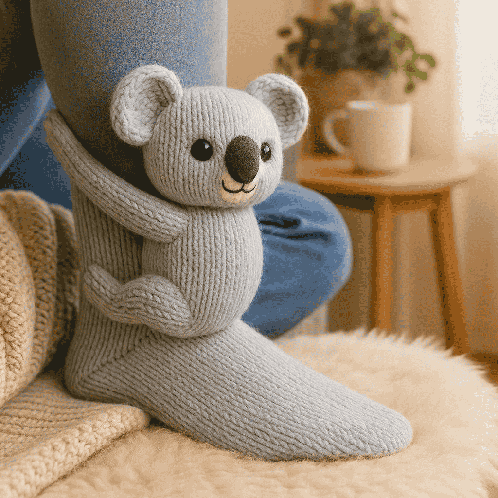 Plush Crochet Animal Socks